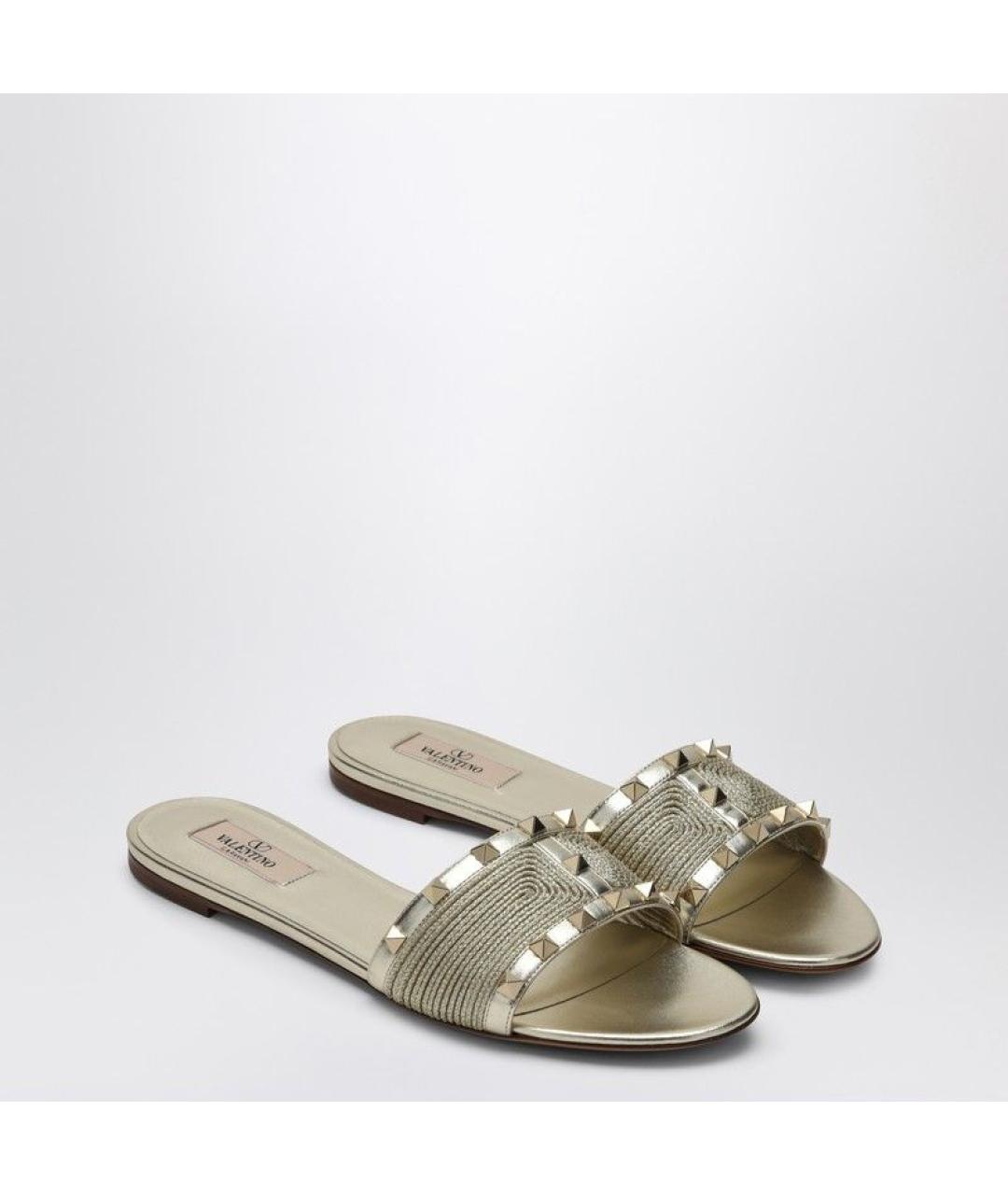 VALENTINO Серебряные кожаные шлепанцы, фото 3