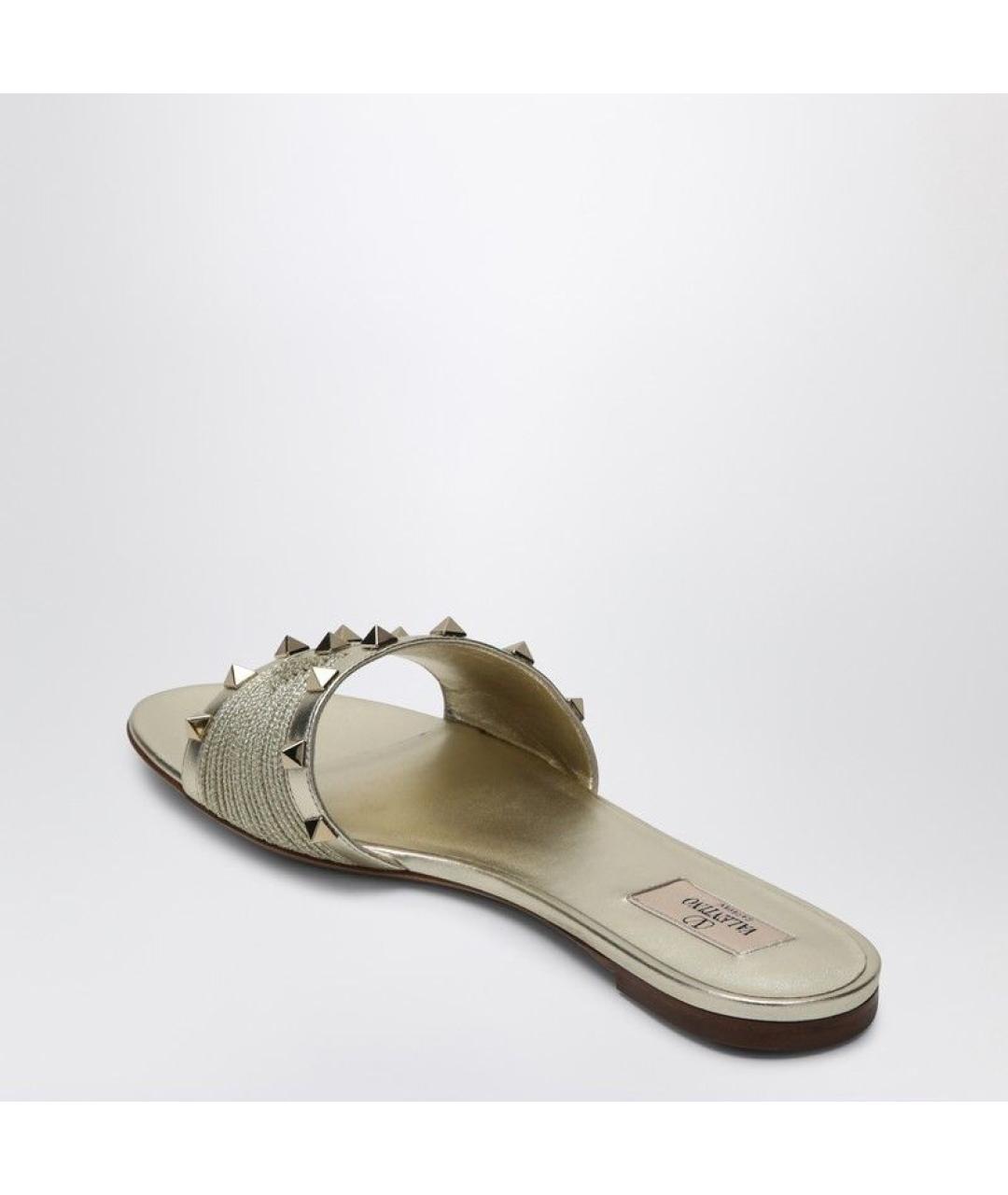 VALENTINO Серебряные кожаные шлепанцы, фото 5