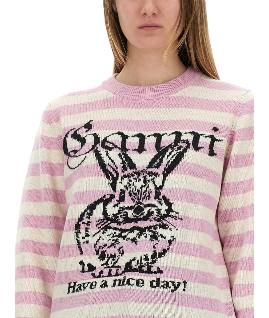 GANNI Розовый шерстяной джемпер / свитер, фото 5