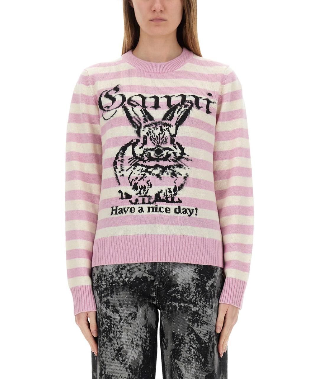 GANNI Розовый шерстяной джемпер / свитер, фото 2