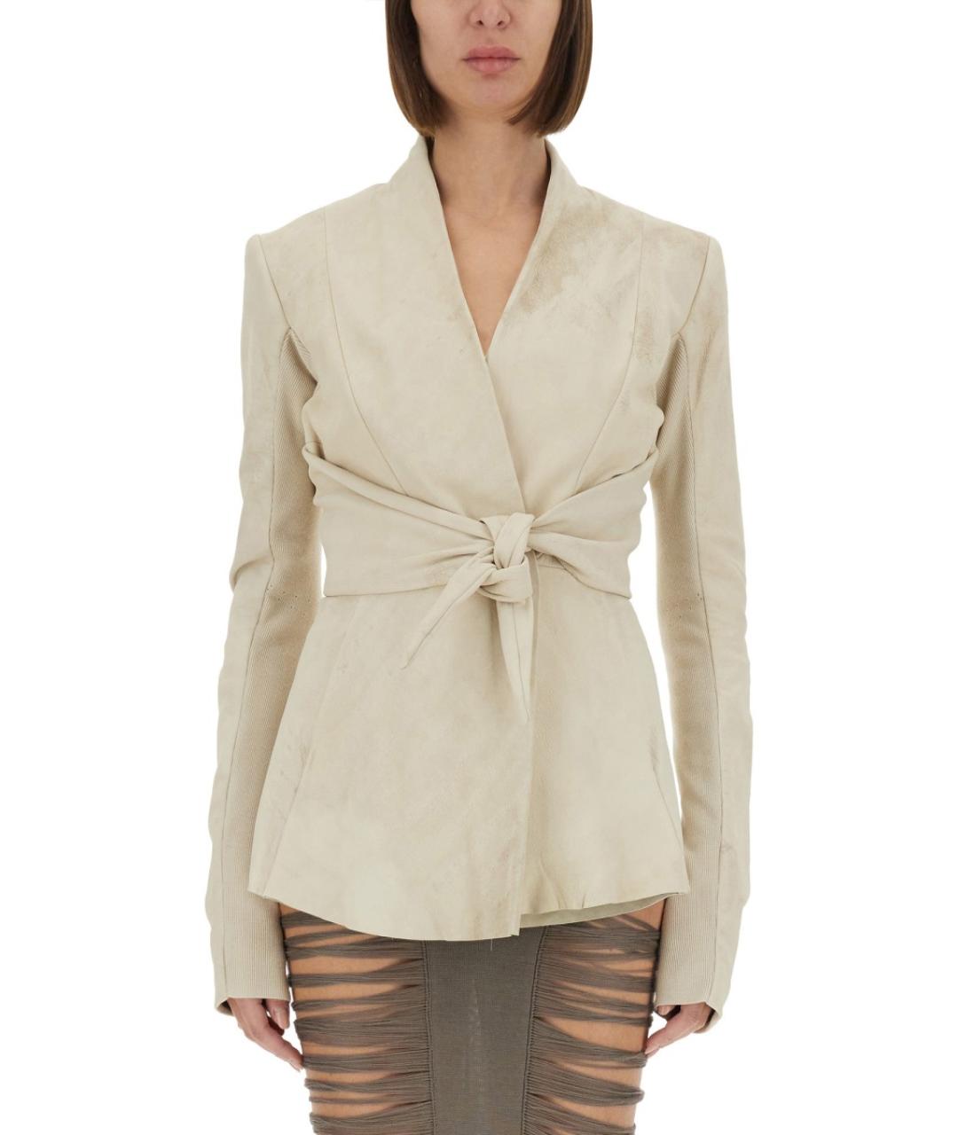 RICK OWENS Белый кожаный жакет/пиджак, фото 2