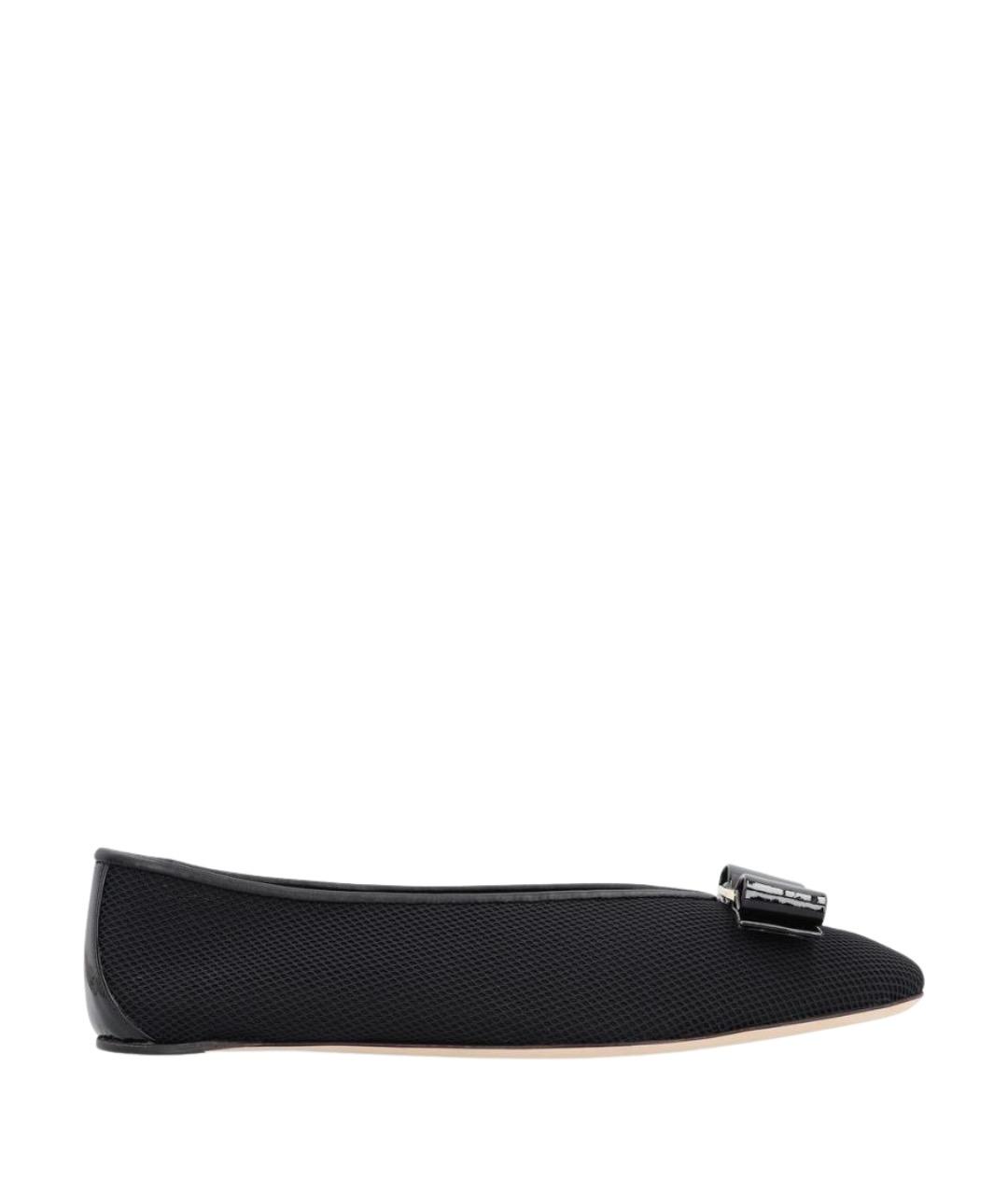 FERRAGAMO Черные текстильные балетки, фото 1