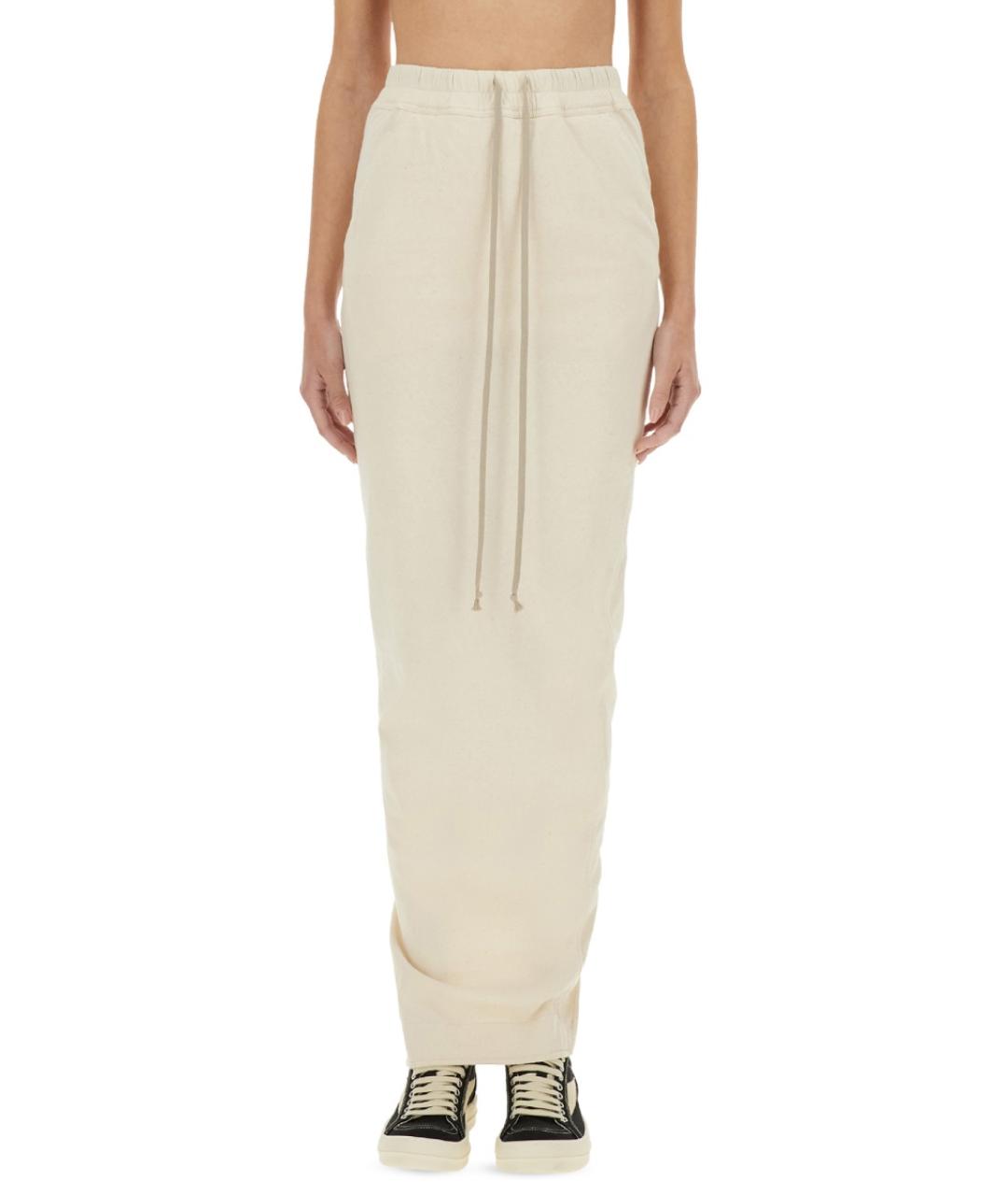 RICK OWENS DRKSHDW Белая хлопковая юбка макси, фото 5