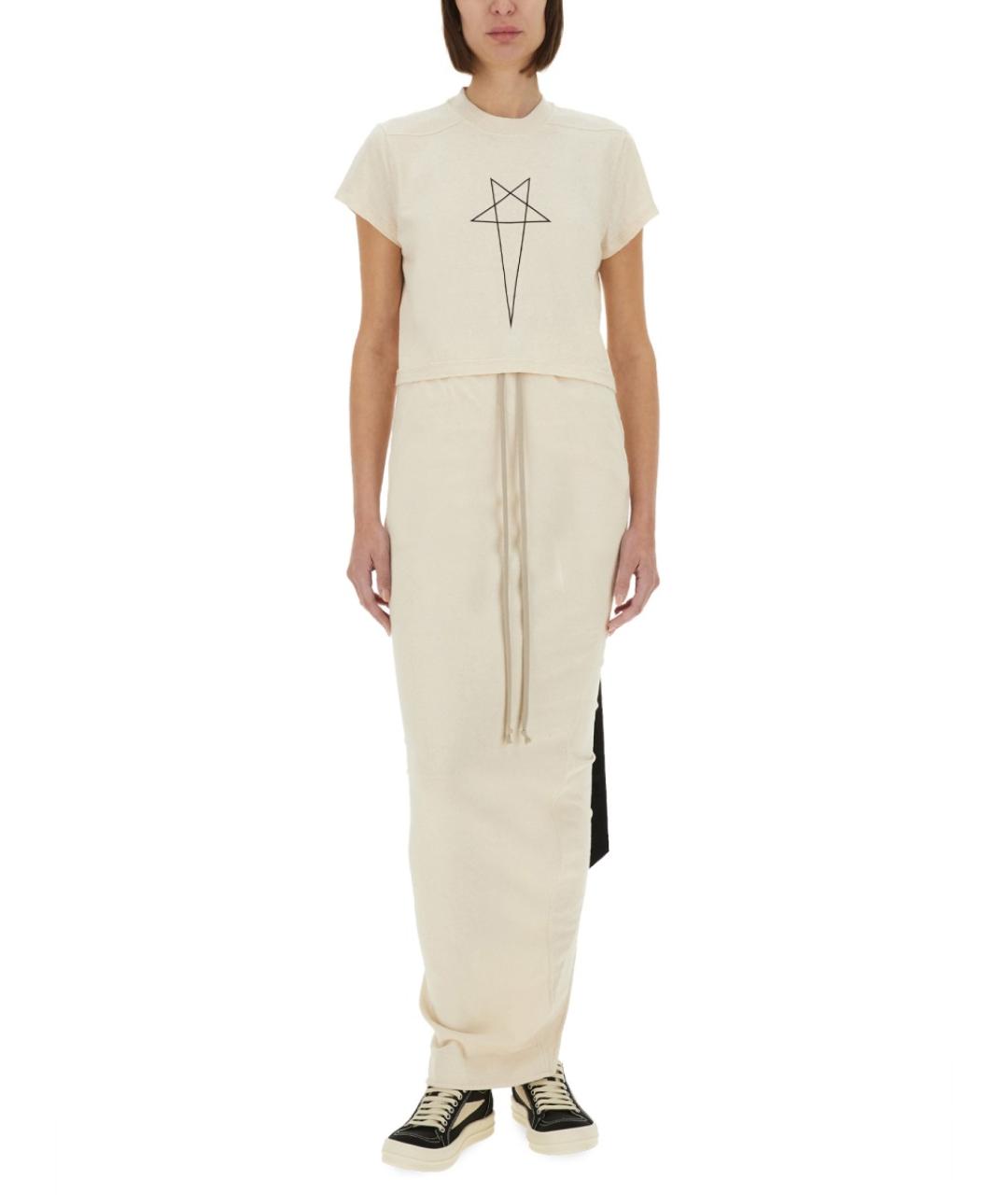 RICK OWENS DRKSHDW Белая хлопковая юбка макси, фото 2