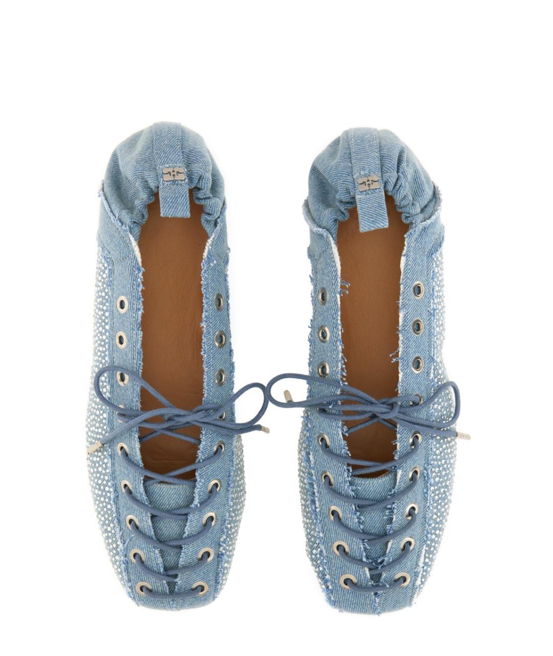 GANNI Синие текстильные балетки, фото 5