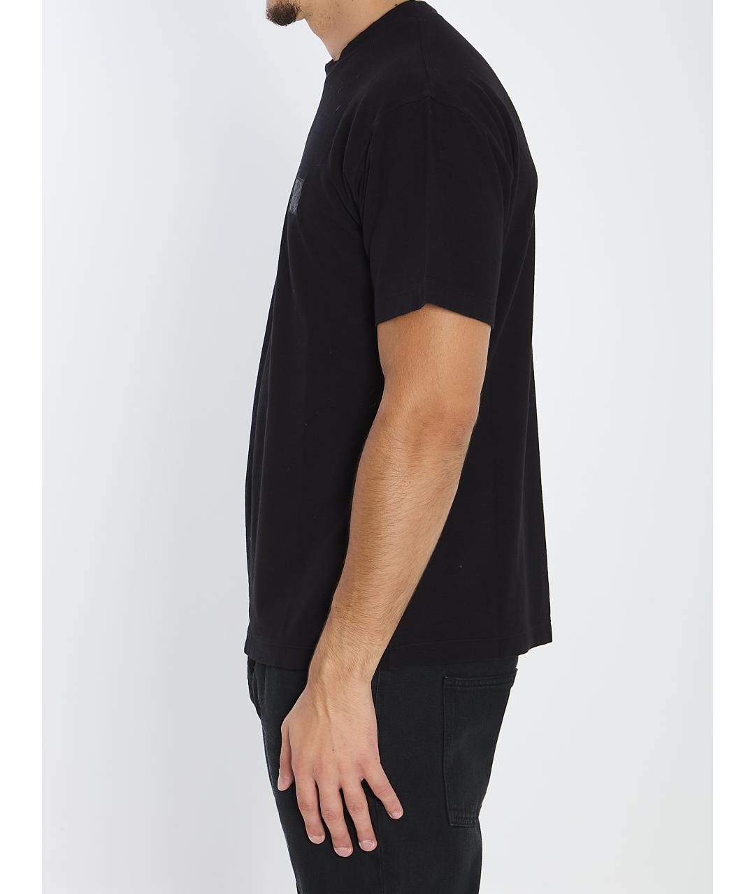 STONE ISLAND Черная хлопковая футболка, фото 4