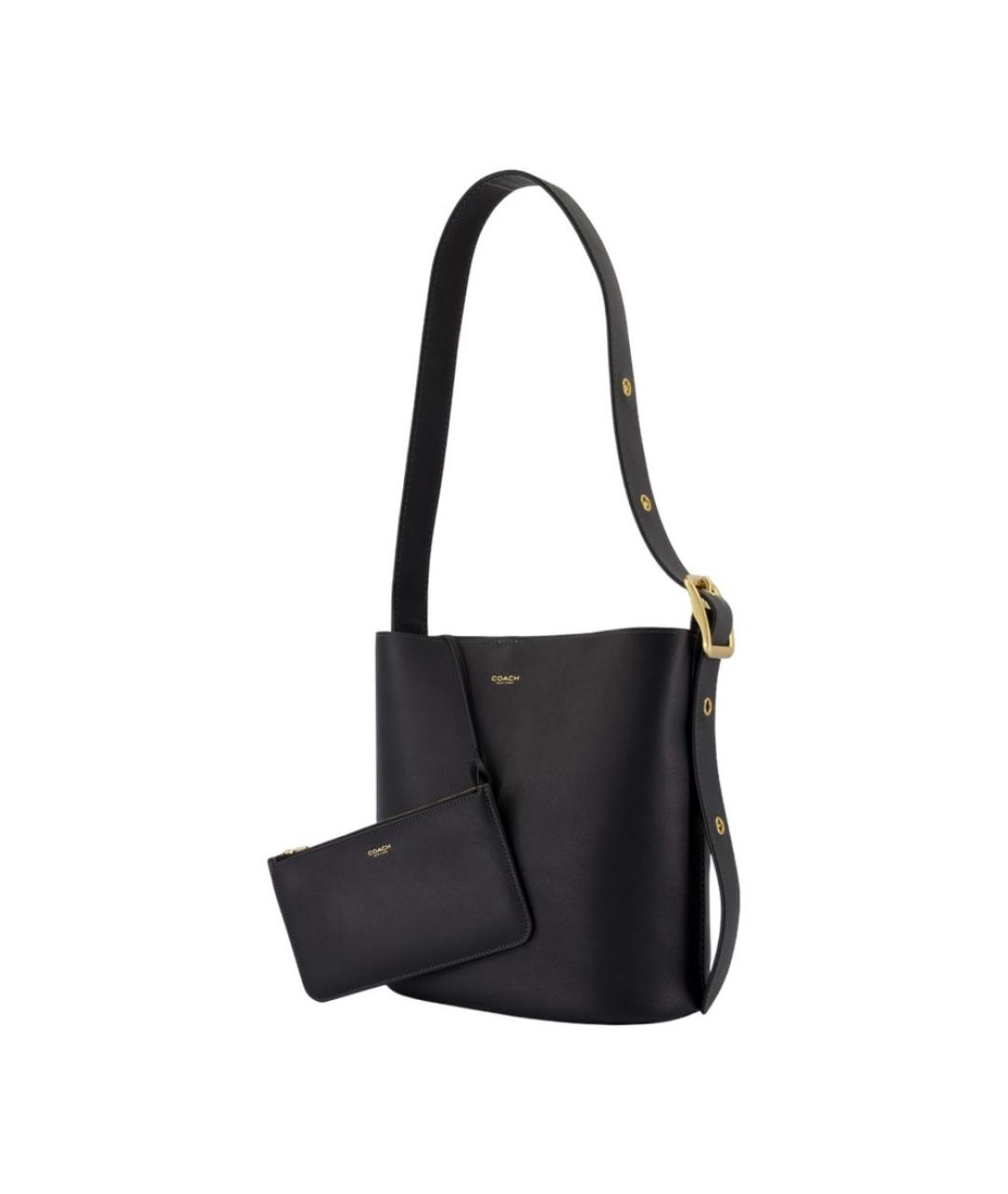COACH Черная кожаная сумка через плечо, фото 2
