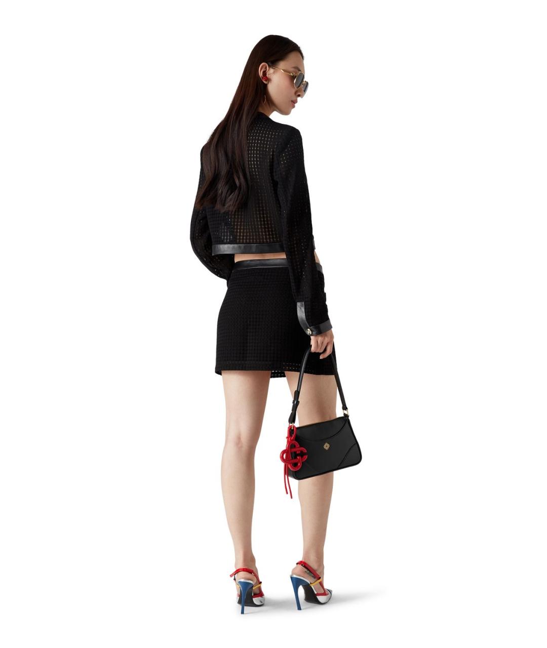 CASABLANCA Черная кожаная юбка мини, фото 3