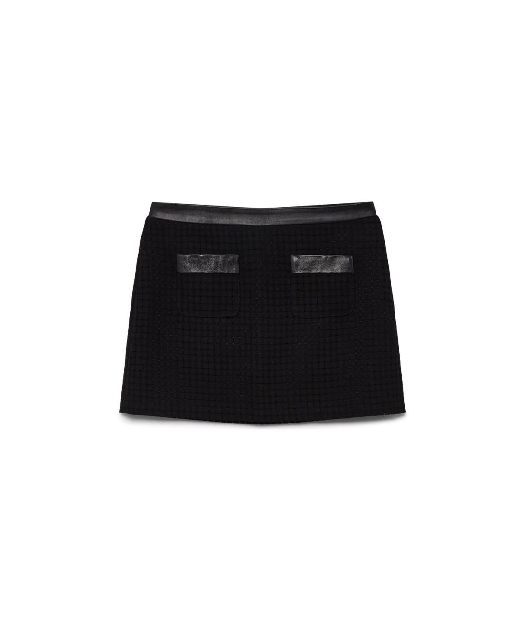 CASABLANCA Черная кожаная юбка мини, фото 1