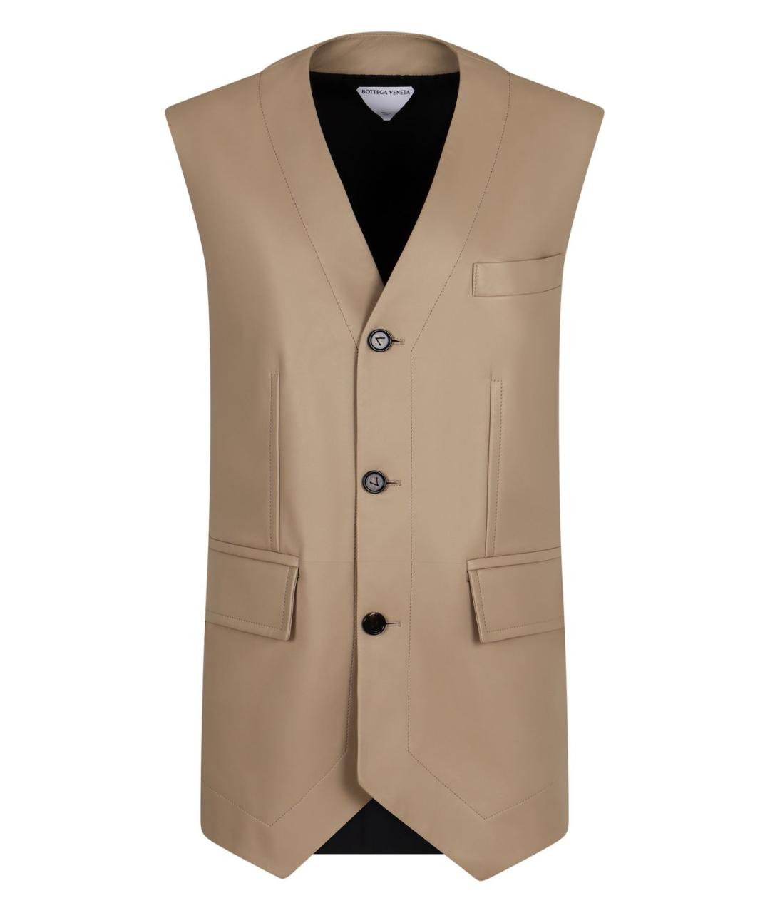 BOTTEGA VENETA Бежевый кожаный жилет, фото 1