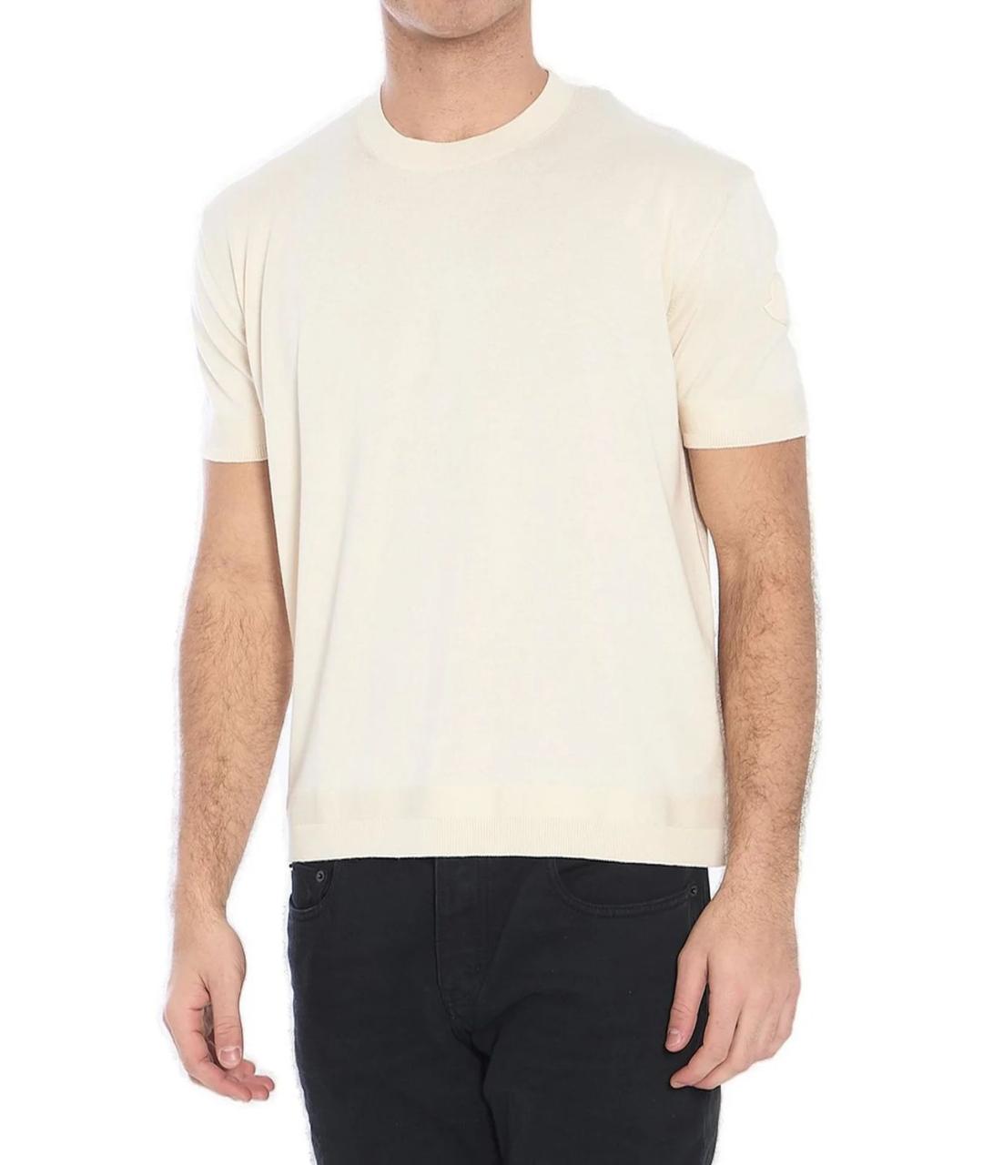 MONCLER Бежевая хлопковая футболка, фото 4