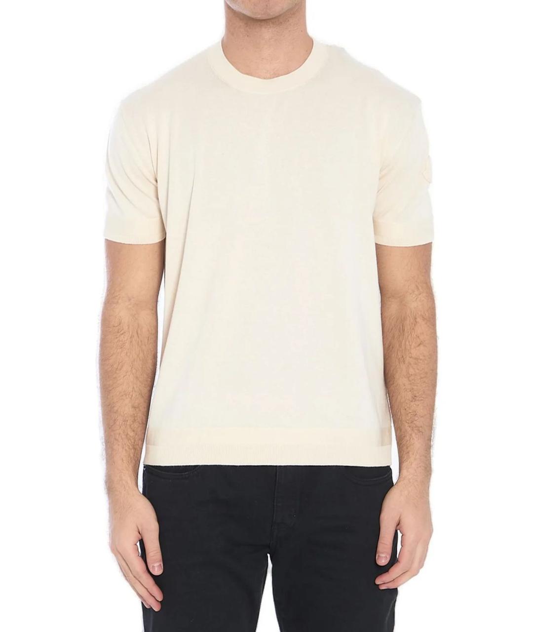 MONCLER Бежевая хлопковая футболка, фото 2