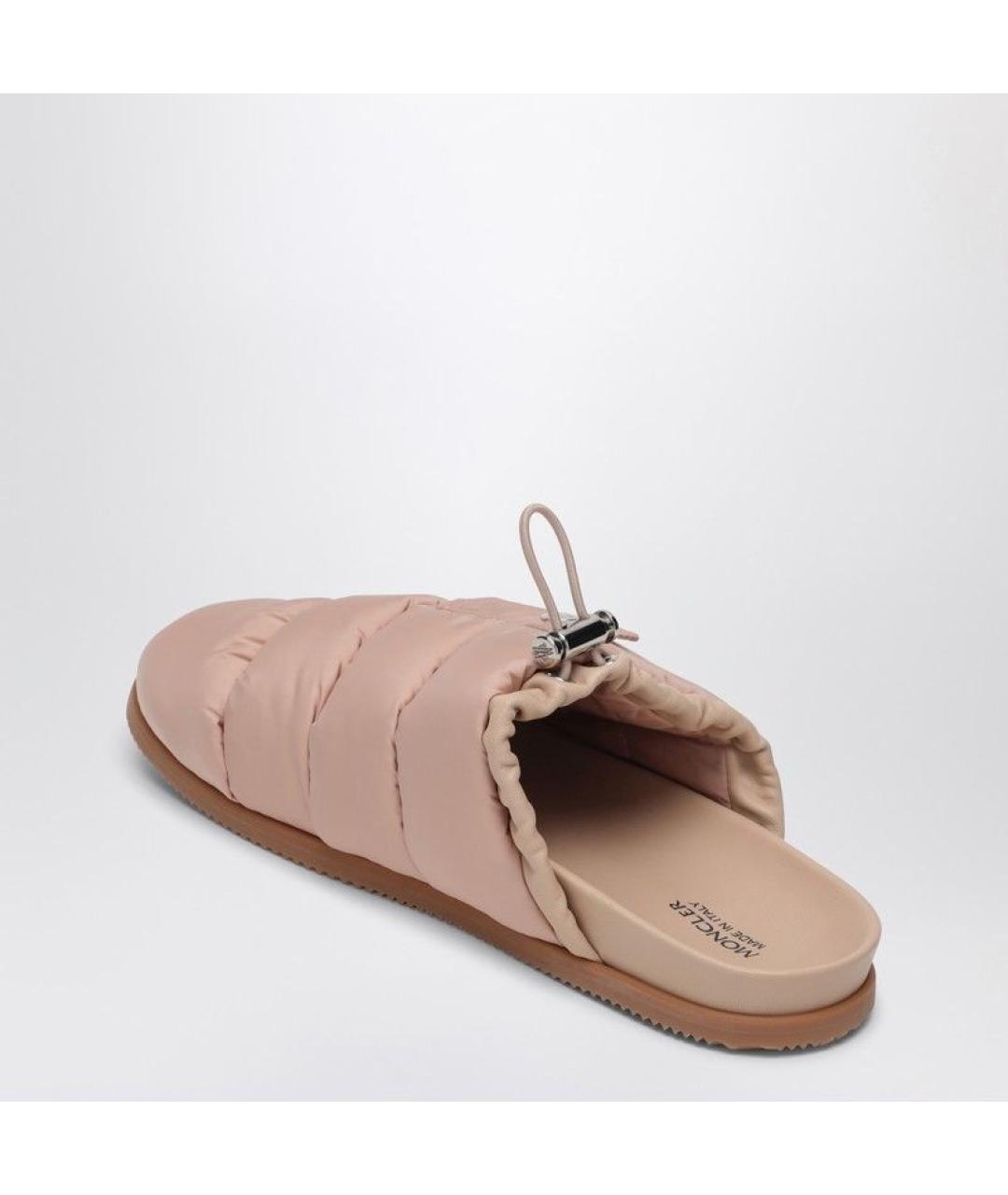 MONCLER Розовые текстильные мюли, фото 3