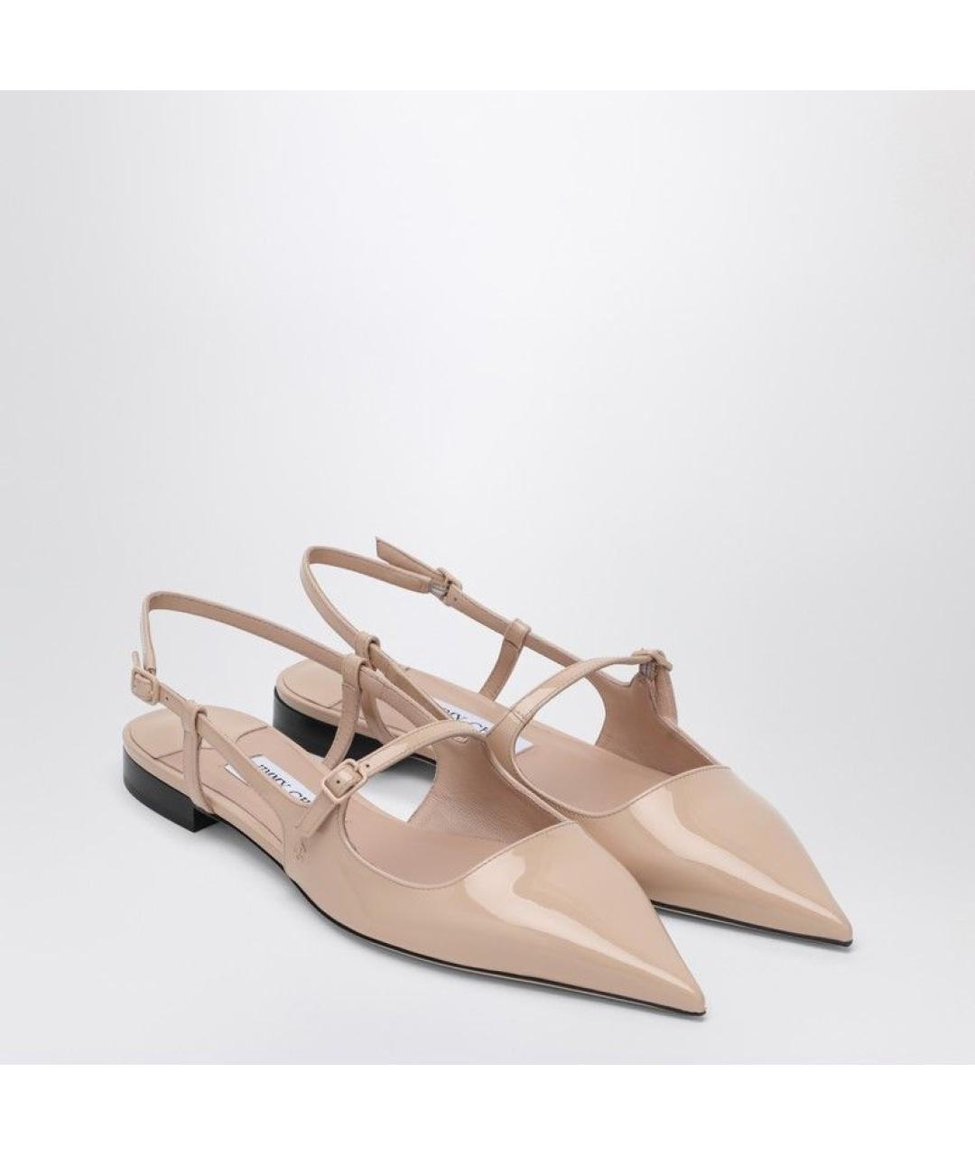 JIMMY CHOO Бежевые кожаные балетки, фото 2
