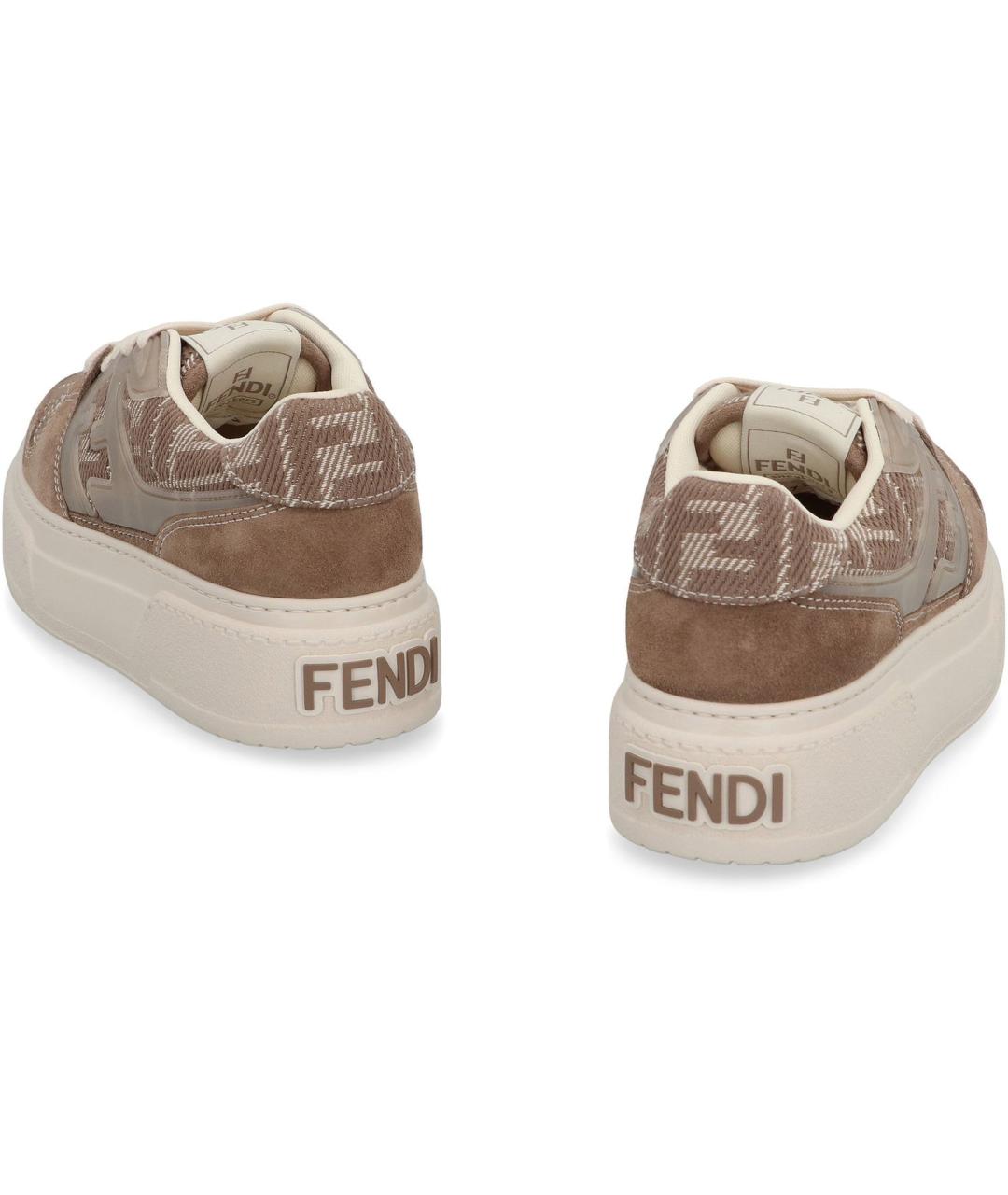 FENDI Коричневые кожаные кроссовки, фото 5