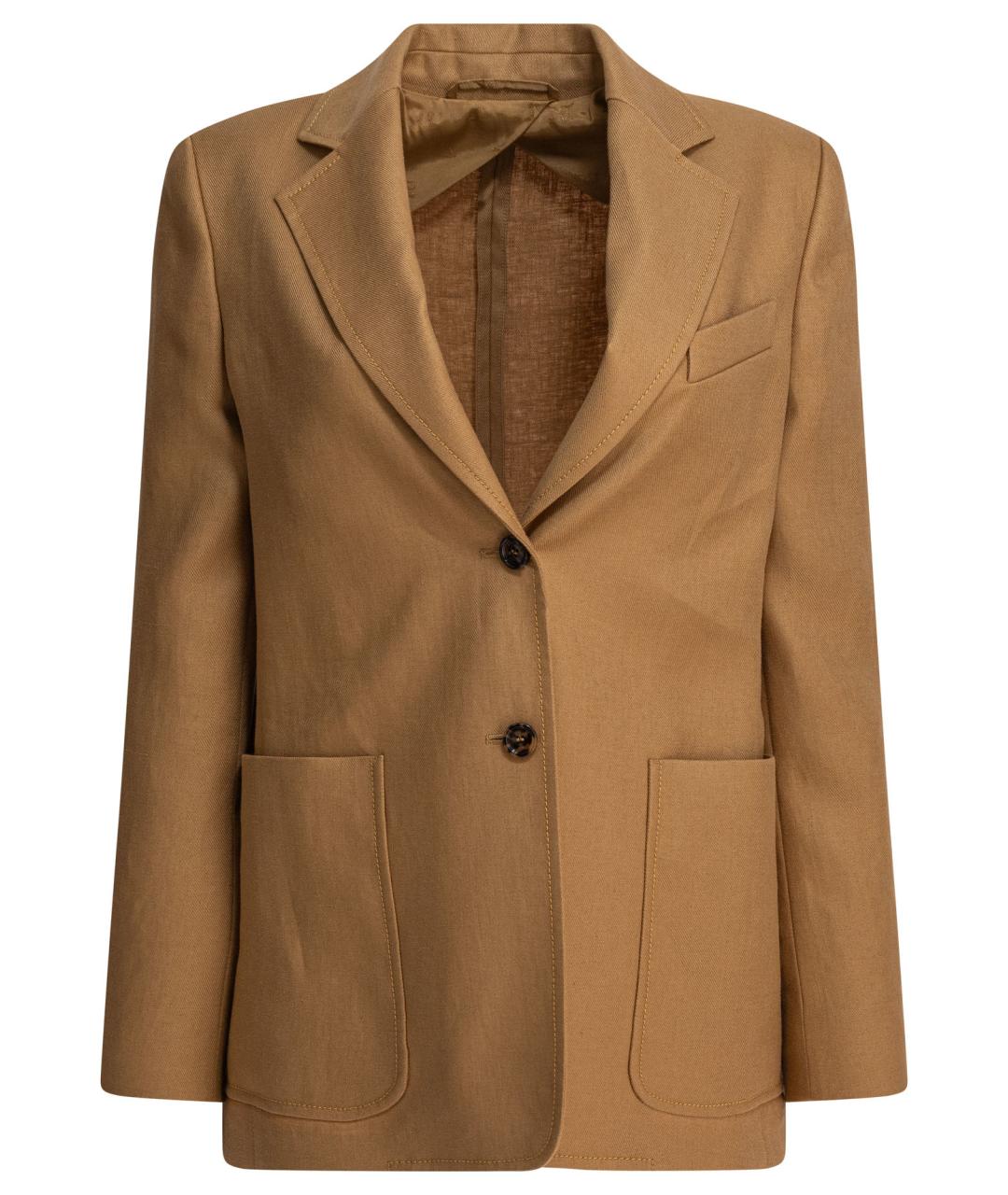 MAX MARA Бежевый льняной жакет/пиджак, фото 1