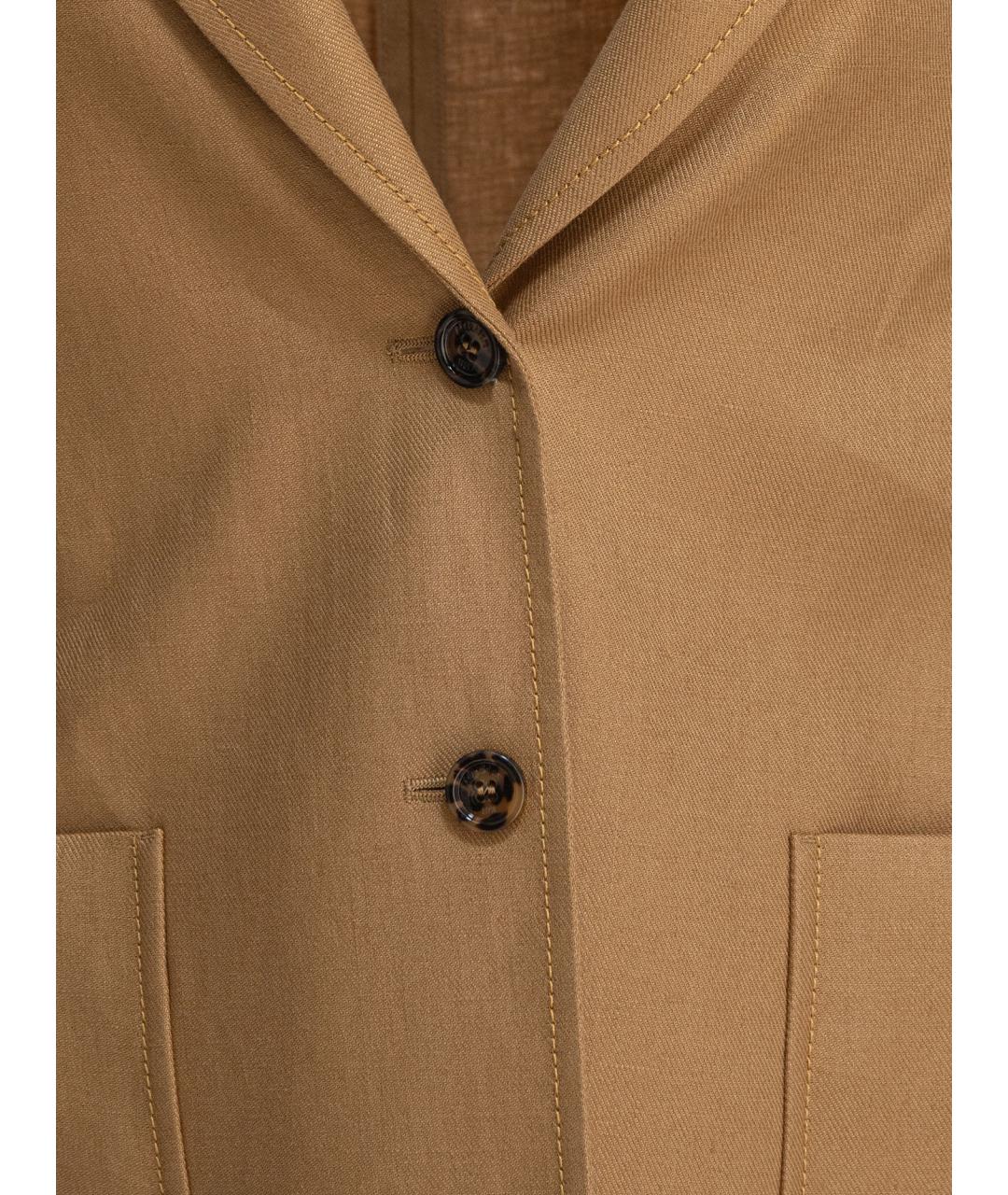 MAX MARA Бежевый льняной жакет/пиджак, фото 3