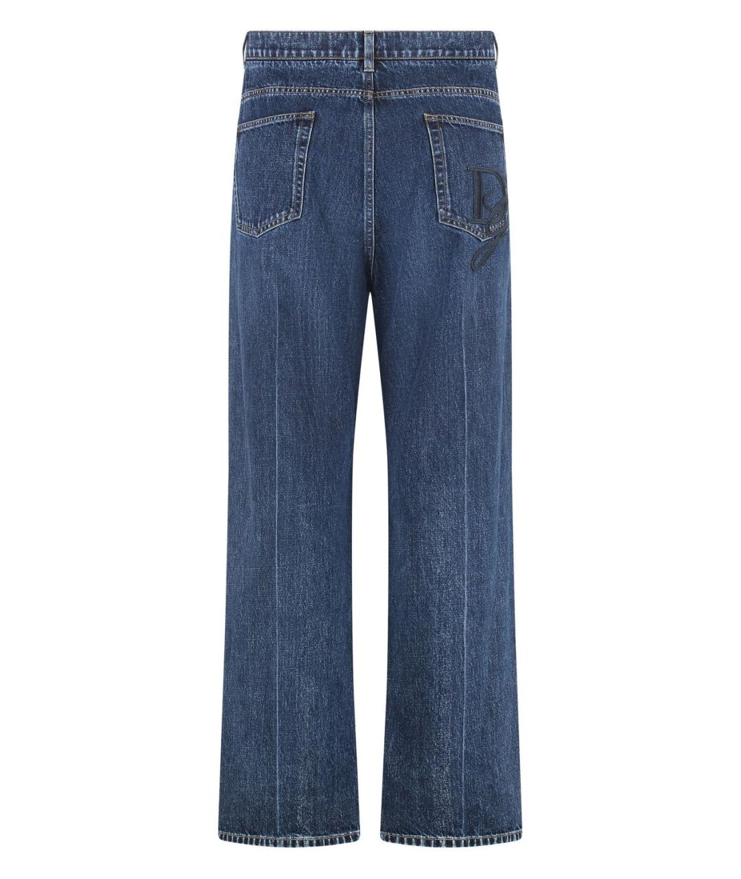 DOLCE&GABBANA Синие хлопковые прямые джинсы, фото 2