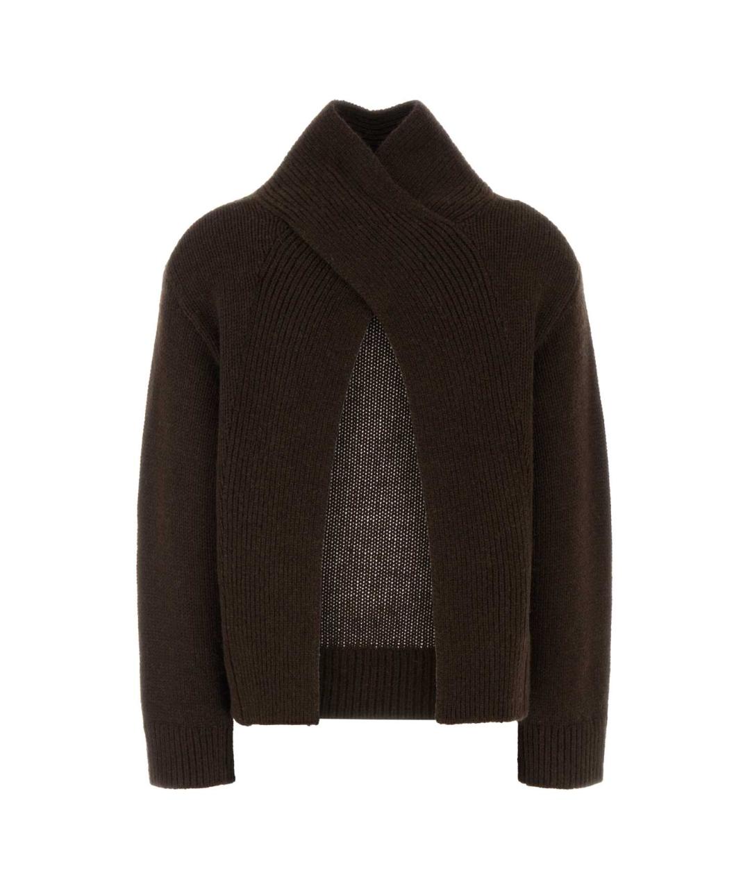 GANNI Коричневый шерстяной джемпер / свитер, фото 2