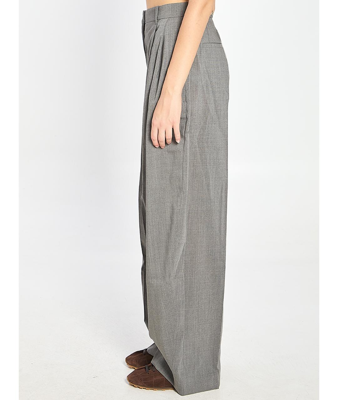 JACQUEMUS Серые шерстяные прямые брюки, фото 4