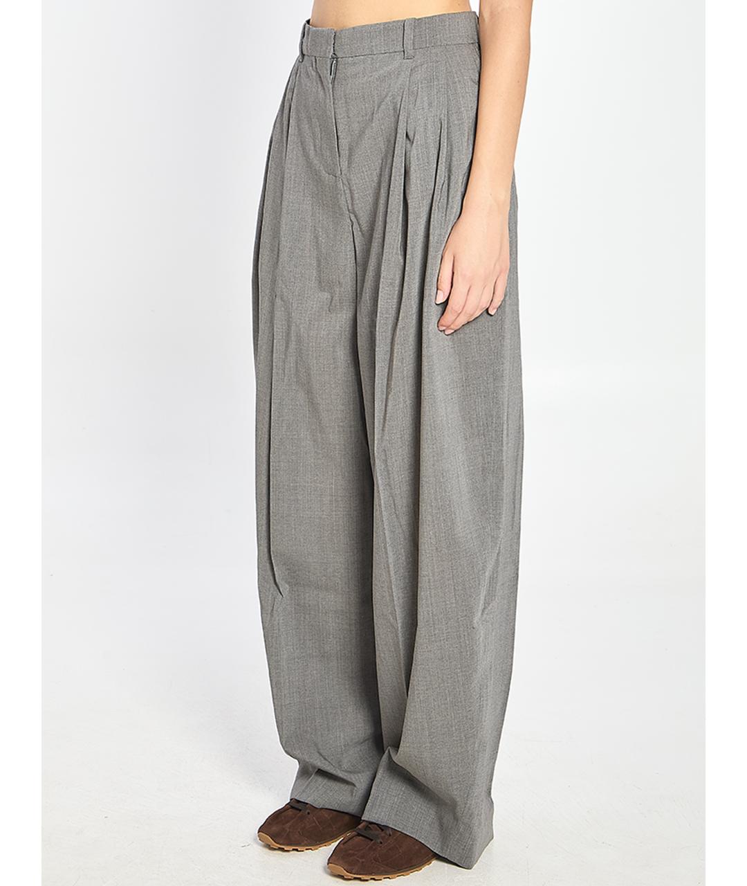 JACQUEMUS Серые шерстяные прямые брюки, фото 3