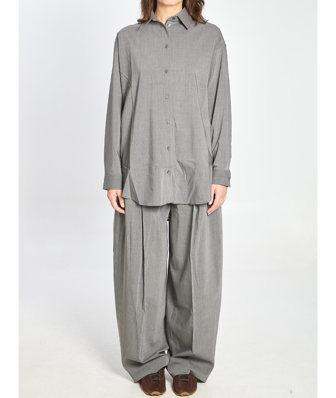 JACQUEMUS Серые шерстяные прямые брюки, фото 6