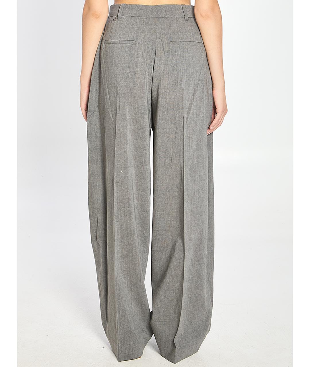 JACQUEMUS Серые шерстяные прямые брюки, фото 5