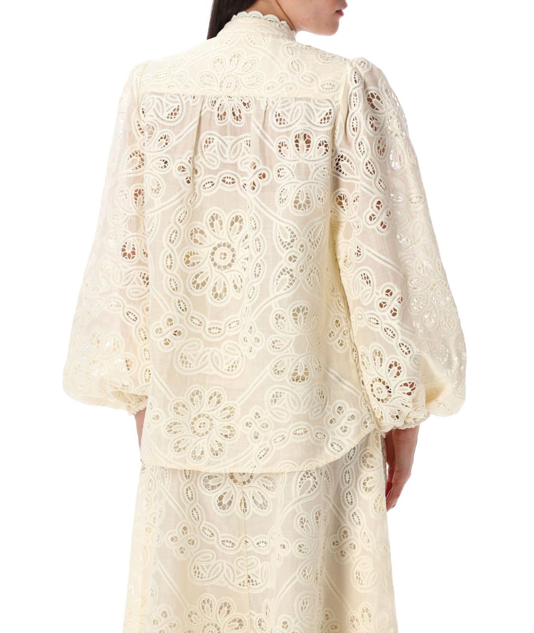ZIMMERMANN Бежевая хлопковая рубашка, фото 3