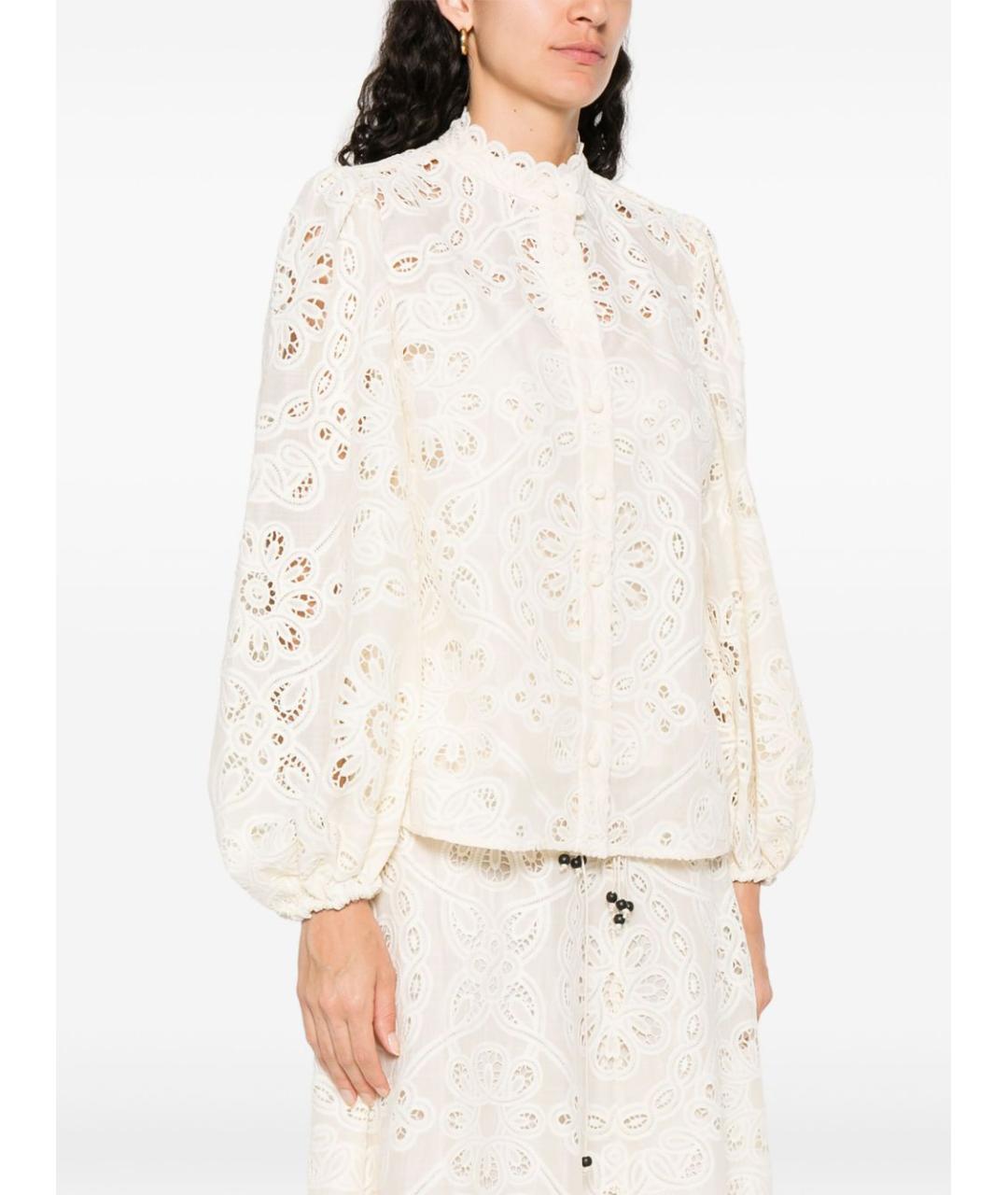 ZIMMERMANN Бежевая хлопковая рубашка, фото 5