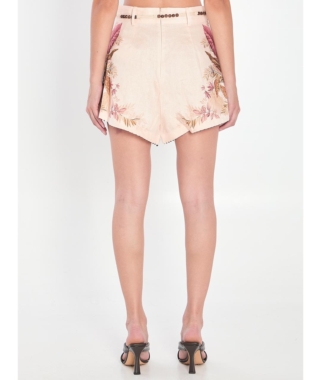 ZIMMERMANN Бежевые льняные шорты, фото 5