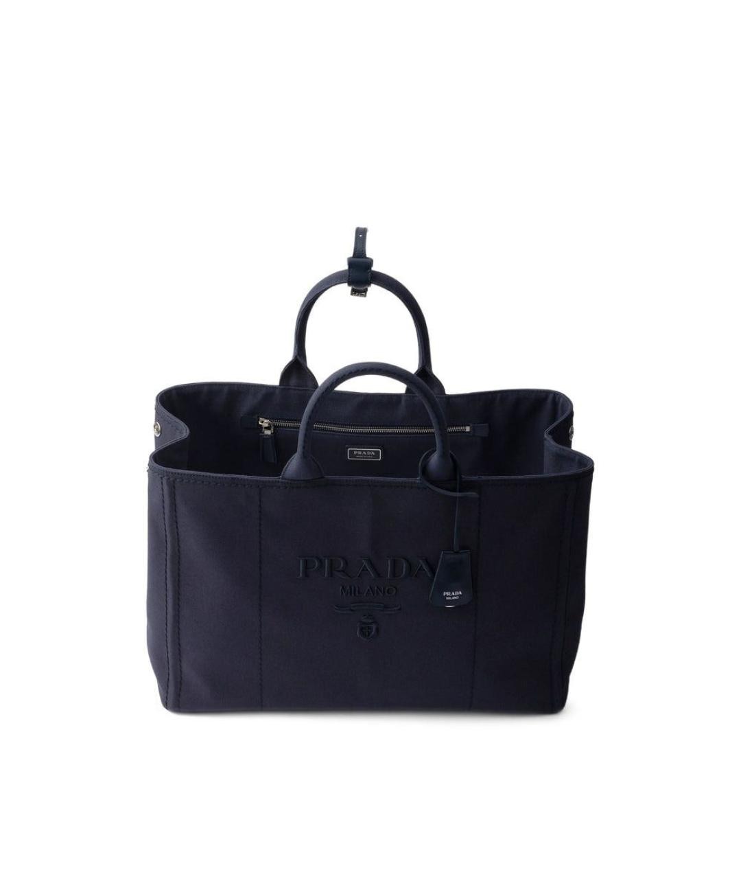PRADA Темно-синяя тканевая сумка тоут, фото 4