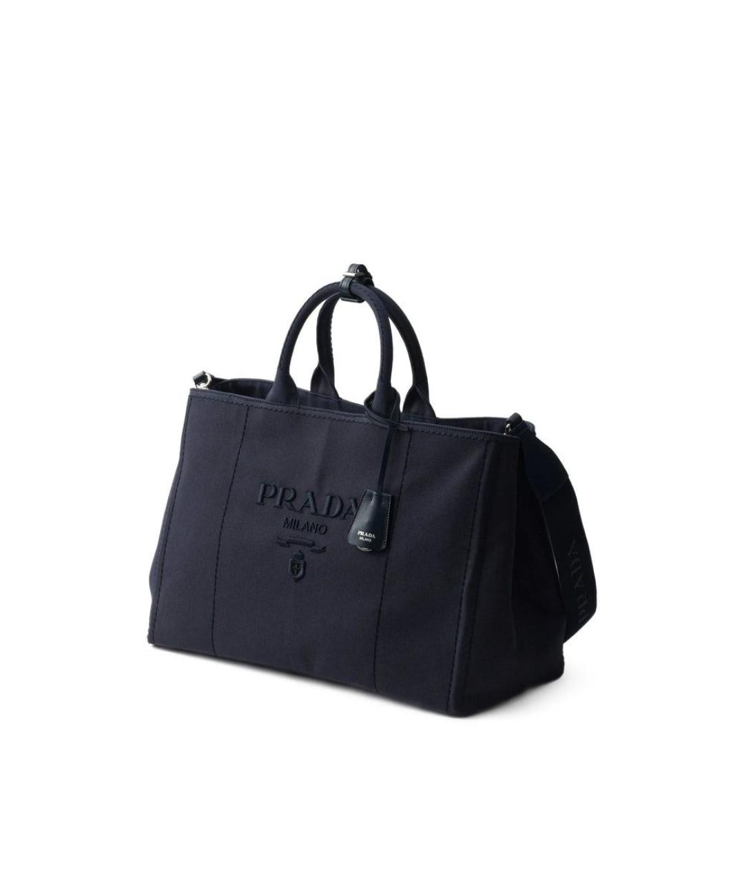 PRADA Темно-синяя тканевая сумка тоут, фото 3
