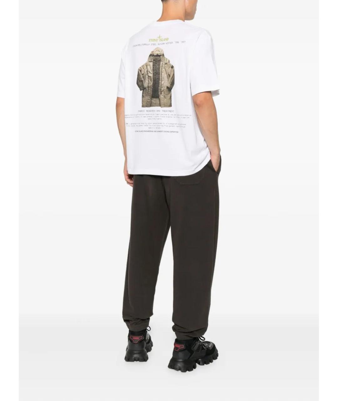 STONE ISLAND Белая хлопковая футболка, фото 2