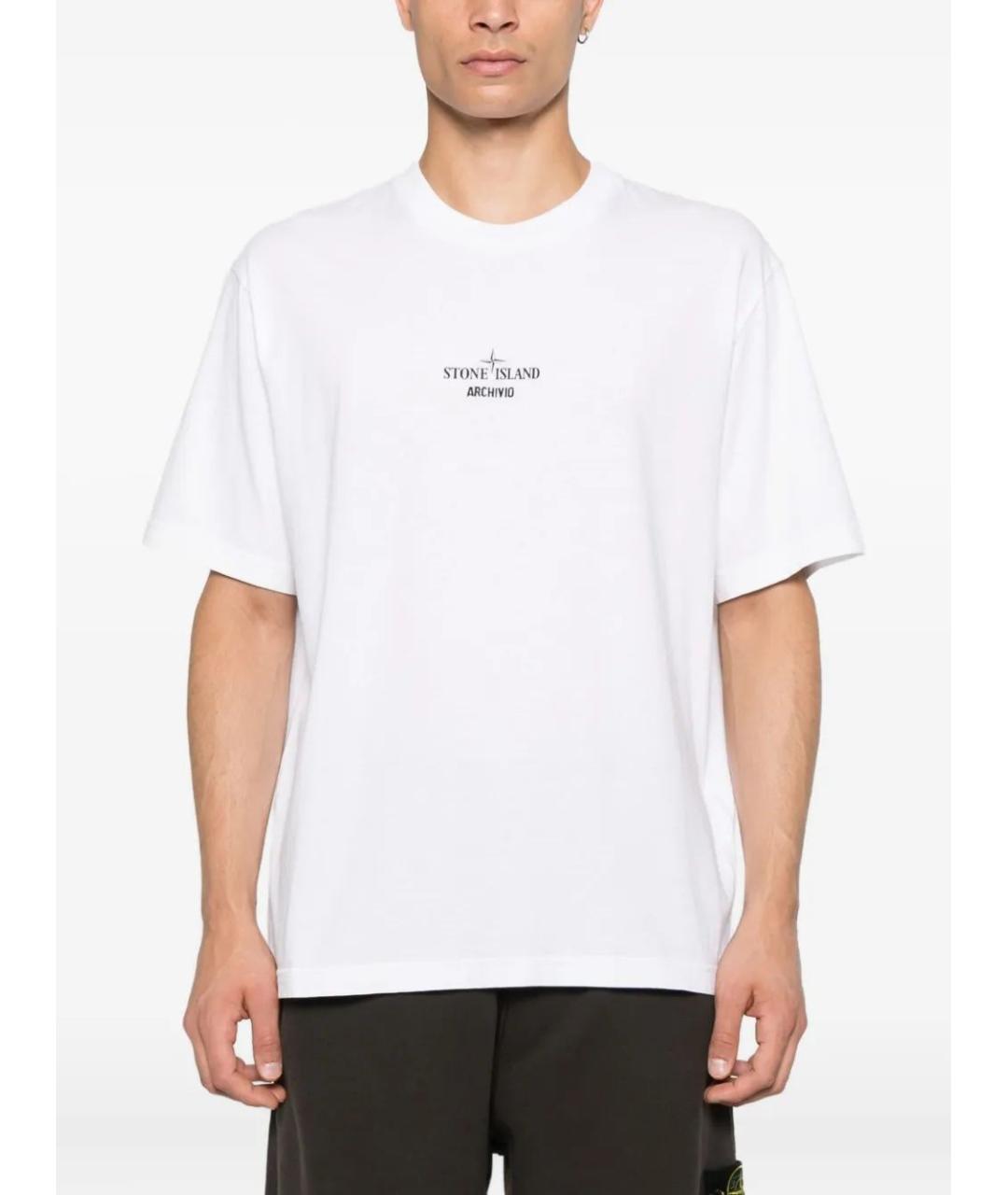 STONE ISLAND Белая хлопковая футболка, фото 3