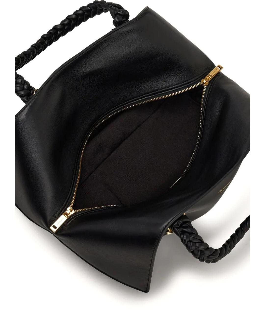 FERRAGAMO Черная кожаная сумка тоут, фото 5