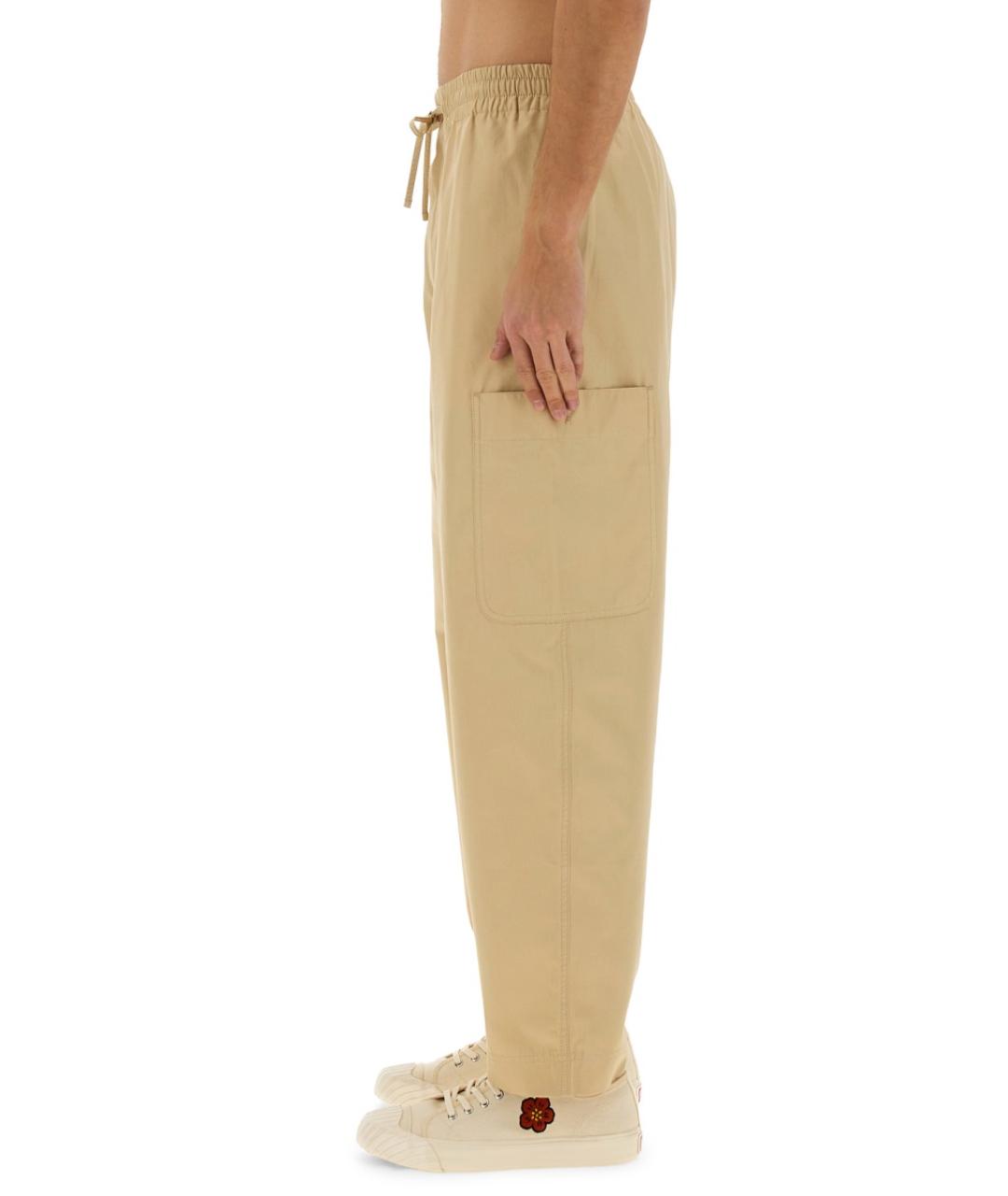 KENZO Бежевые хлопковые повседневные брюки, фото 4