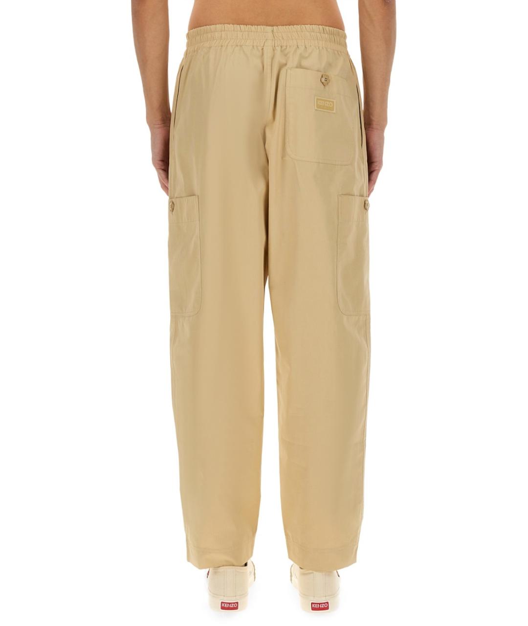 KENZO Бежевые хлопковые повседневные брюки, фото 3