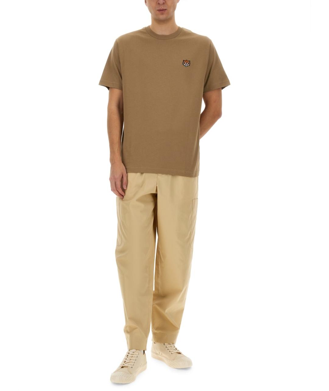 KENZO Бежевые хлопковые повседневные брюки, фото 2