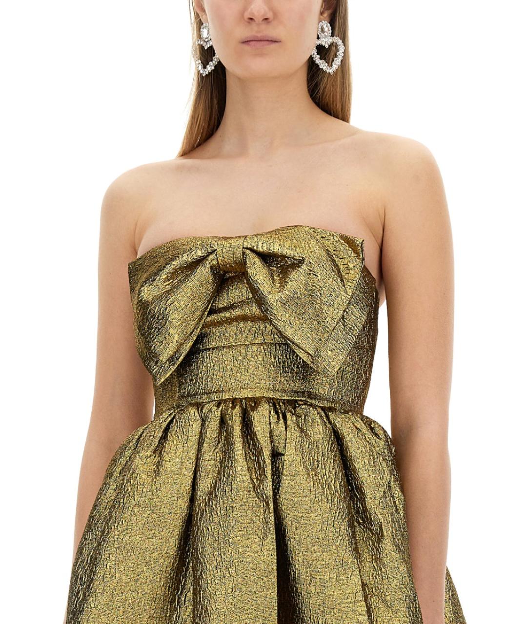 SELF-PORTRAIT Золотое полиэстеровое вечернее платье, фото 5