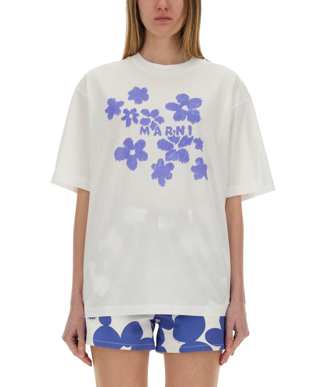 MARNI Белая хлопковая футболка, фото 2