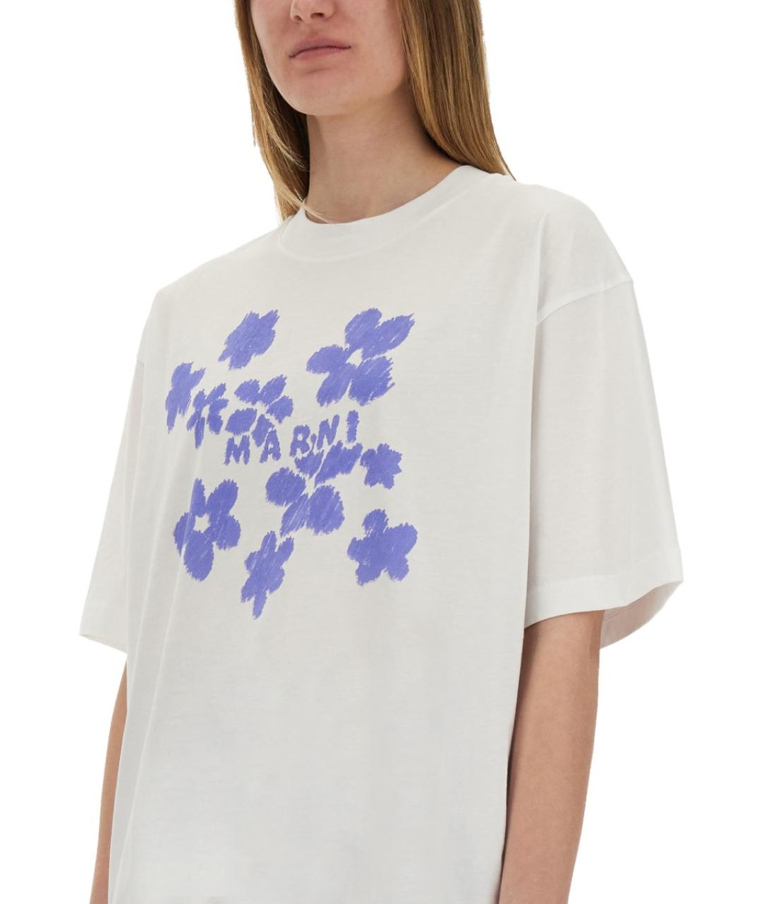 MARNI Белая хлопковая футболка, фото 5