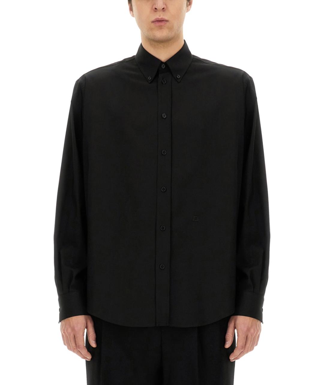 FENDI Черная шерстяная кэжуал рубашка, фото 2