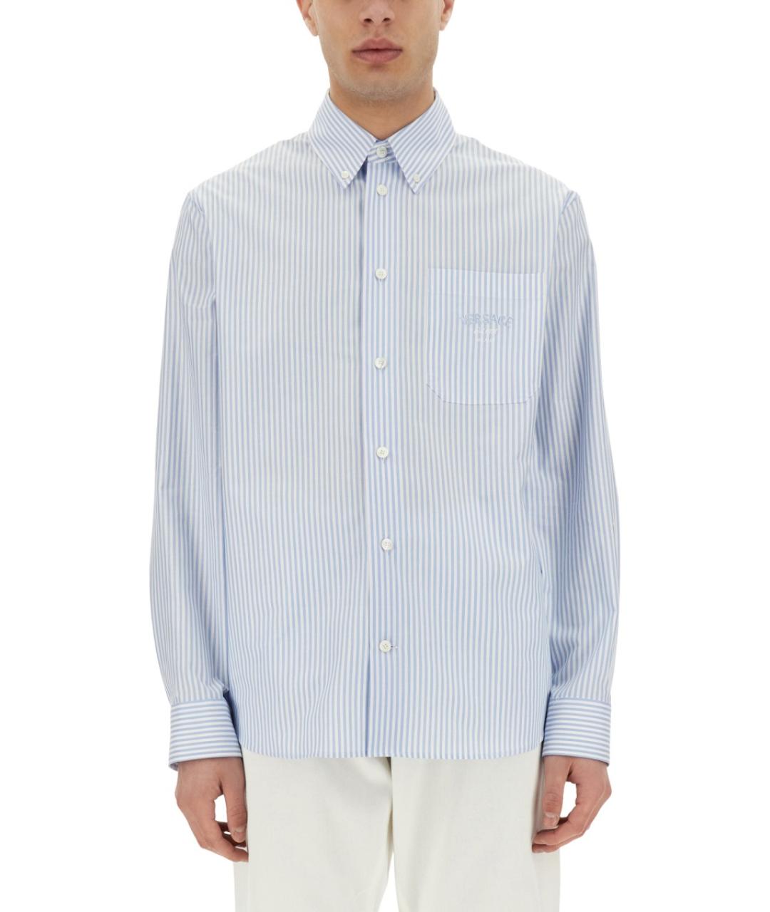 VERSACE Голубая хлопковая кэжуал рубашка, фото 5