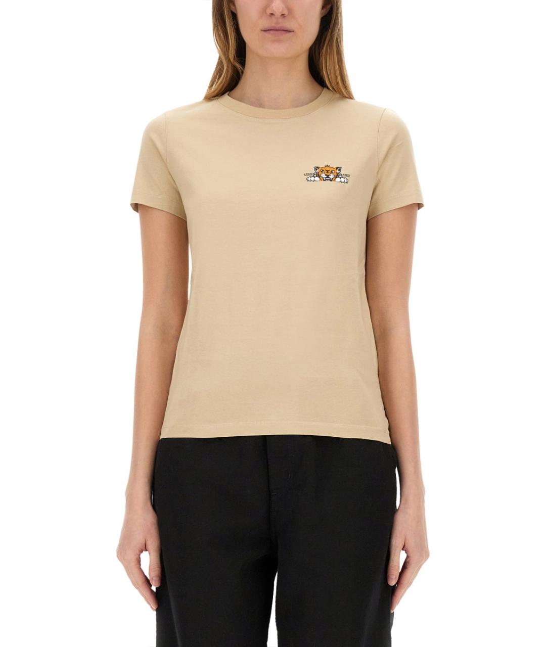 KENZO Бежевая хлопковая футболка, фото 5