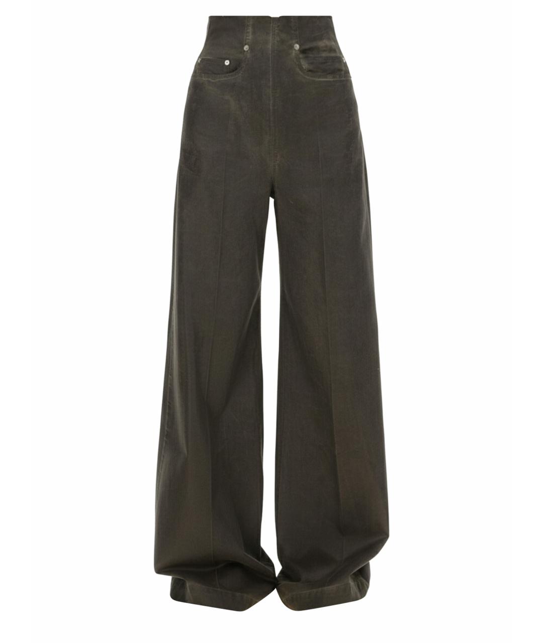 RICK OWENS DRKSHDW Серые хлопковые прямые брюки, фото 1