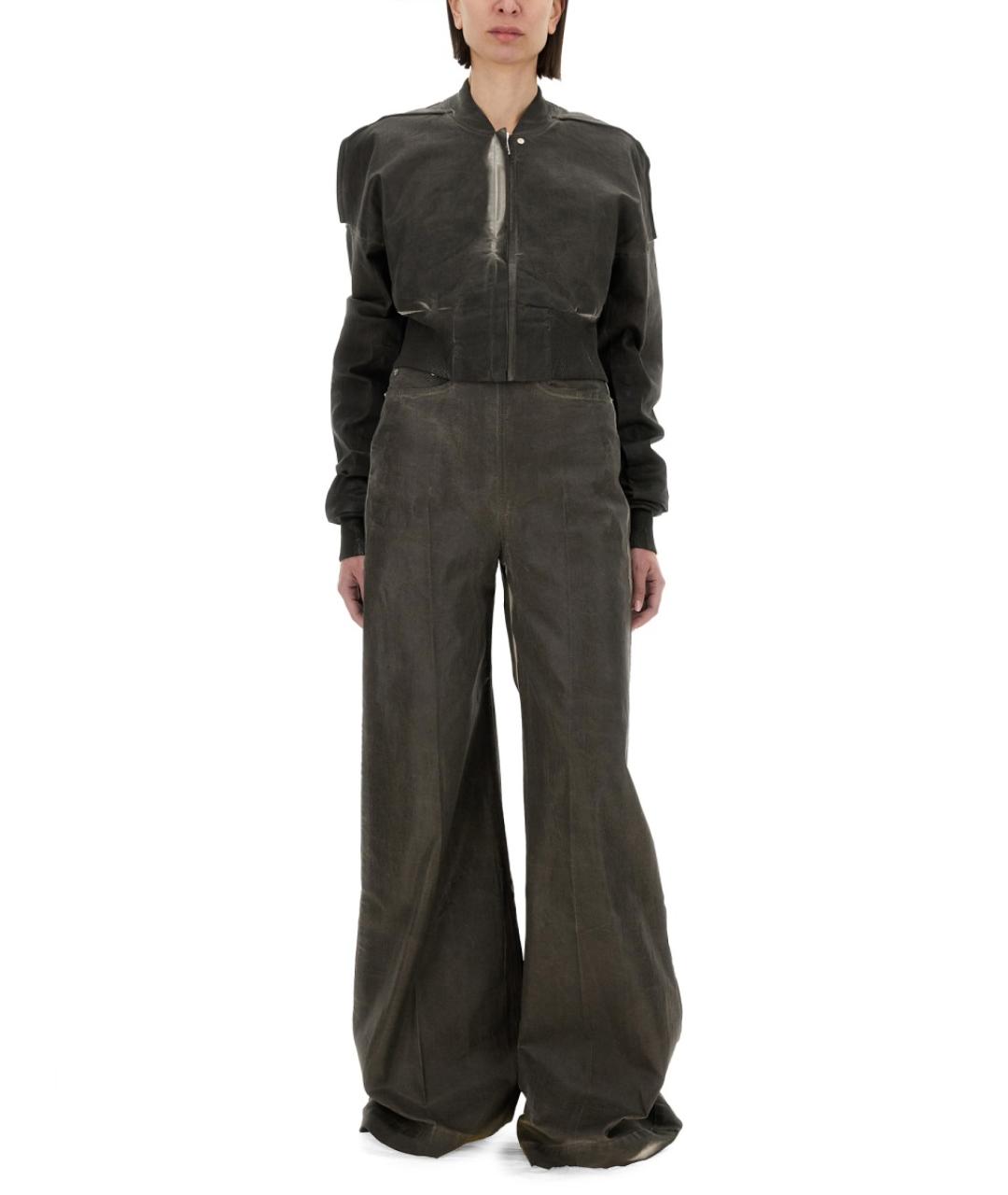 RICK OWENS DRKSHDW Серые хлопковые прямые брюки, фото 2