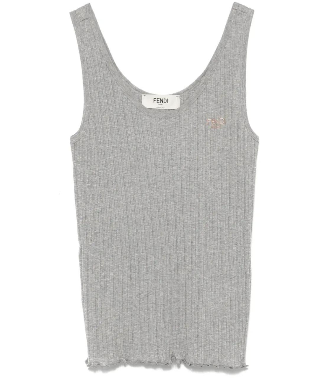 FENDI Серая хлопковая майка, фото 1