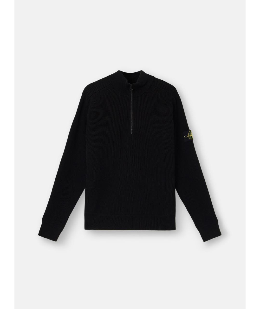 STONE ISLAND Черное хлопковое поло с длинным рукавом, фото 6