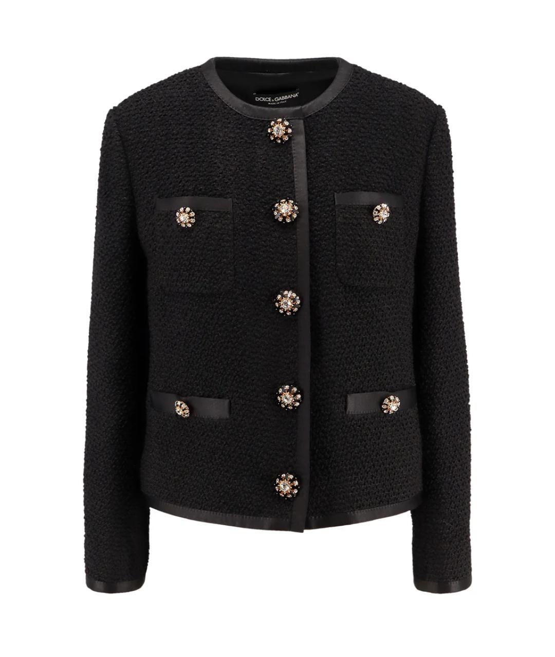 DOLCE&GABBANA Черный твидовый жакет/пиджак, фото 1