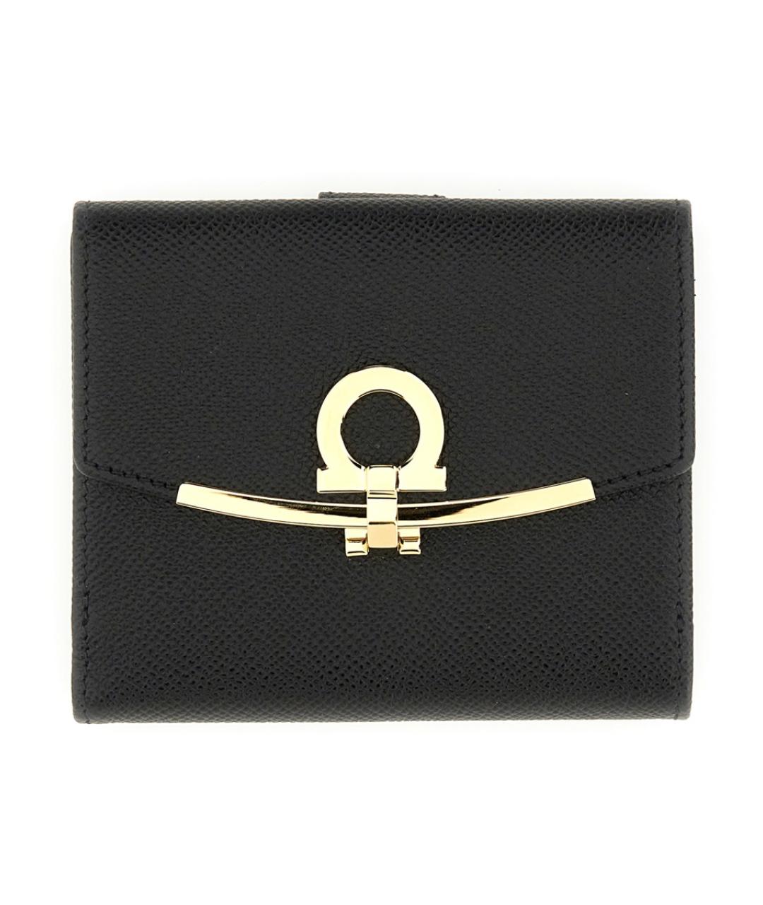 FERRAGAMO Черный кожаный кошелек, фото 1